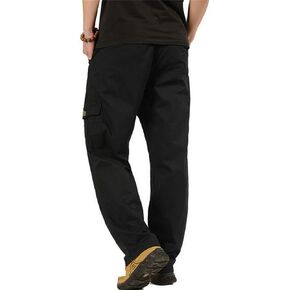Raroauf Men's Full Elastic Waist Casual Cargo Pants Relaxed Fit Lightweight Pull On Work Pant