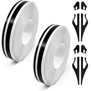 2 Rolls x 33Ft Pinstriping Tape Pin Striping Decals for Car, Vinyl Pinstripe Tape 2 in 1 (5mm) Car Body DIY Decals Striping Pinstriping Tape for Autos, Bikes, Boats, Instrument Motorcycle(Black)