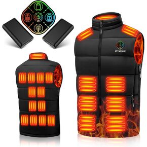 21 Heated Zones Heated Vest, with 40000mAH 7.4V Battery Pack Heated Vest for Men & Women, 5 in 1 Smart Controller