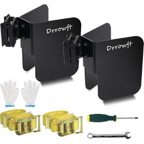 E-Track Wheel Chock with Strap Kit - Motorcycle Wheel Chocks for Enclosed Trailers and Garage Trucks, X-Track System Accessories (2 Pack)