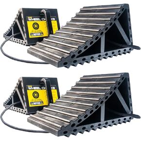 Anti-Slip Rubber Heavy Duty Wheel Chocks for Cars, RVs, Trucks & Trailers - 4-Pack Lightweight Tire Stopper - All-Weather, Quick-Grip Design with Easy-Grip Handles & Convenient Connectors