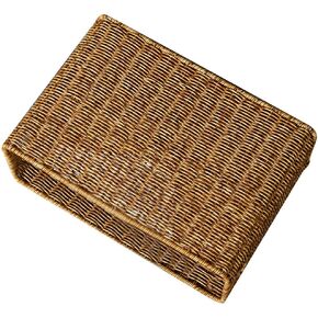 Ciieeo Rattan Magazine Holder Woven Magazine Holder Magazine Wicker Basket Narrow Magazine Storage Basket Bins File Newspaper Book Organizer with Handle for Bathroom Office