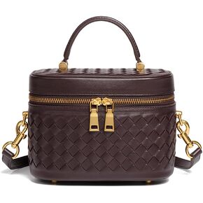 Rejolly Top-Handle Handbag for Women Woven Leather Vanity Case Designer Purse Quiet Luxury Trendy Crossbody Shoulder Bag