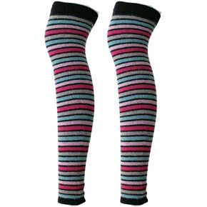 Wool Blended Striped Leg Warmers Y2K for Women Winter, 24 Inch Thigh High Stockings Over the Knee Socks by Daisy&Dino
