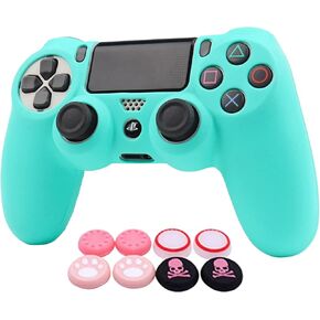 RALAN Pink Controller Skins for PS4, Silicone Controller Cover Skin Protector Compatible with PS4 Slim/PS4 Pro Controller (Pink Pro Thumb Grip x 6,Skull Cap Grip x 2)(Camouflage Pink+White Pink