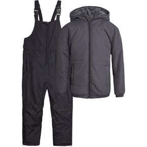 Kids' Ski Set – 2 Piece Unisex Boys' and Girls' Insulated Waterproof Snow Bib with Hooded Jacket (4-18)