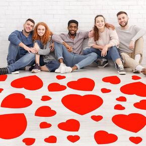 ReliThick 60 Pcs Valentine's Day Heart Floor Decal 10.2 7.9 5.5 2.5 Red Heart Floor Cling Window Stickers Films Valentine Self Adhesive Wall Decal for Wedding Anniversary Classroom Par (Heart, 60)