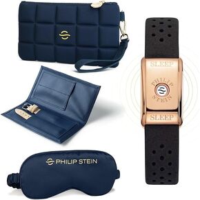 Philip Stein Classic Sleep Bracelet Kit, Rose Gold Plated Steel Case, Black Strap