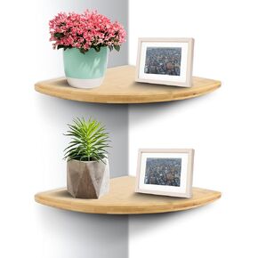 Gugxiom Corner Shelf Wall Mount, Wood Floating Corner Shelf, Corner Wall Shelf, Corner Floating Shelves, Corner Shelves for Bedroom, Bathroom, Kitchen, Living Room (2, 7inch)
