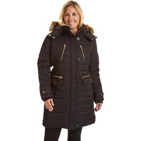 Excelled Women's 3/4 Length Hooded Puffer Jacket