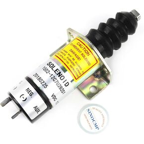 SINOCMP SA-3405T 366-07197 1502-12C7U2B2S1 12V Fuel Shut Off Stop Solenoid Valve with Bracket 2 Pins for LPWS LPWT Excavator Electric Parts