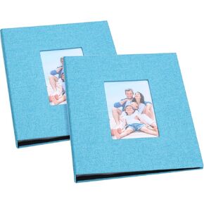 Small Photo Albums for 4×6 Photos, 2 Pack Linen Cover Memory Books with Display Window, Each Holds 52 Photos, Green Picture Albums for Baby Growth Wedding Travel
