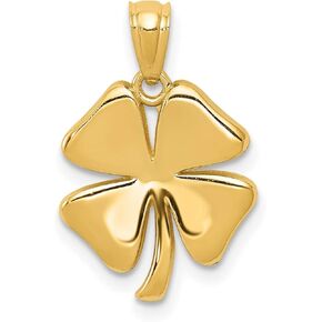 14k Yellow Gold Polished Four Leaf Clover Pendant
