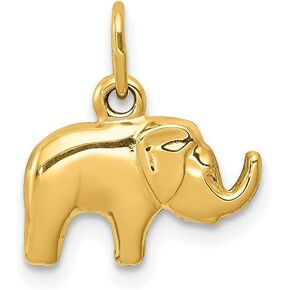Solid 14k Yellow Gold Elephant Pendant Charm (13mm x 15mm)
