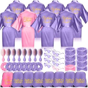 Coume 48 قطعة من أردية عيد الميلاد للنساء Queen Squad Robe النظارات الشمسية Scrunchie عصابات الرأس مشط حقيبة لعيد الميلاد