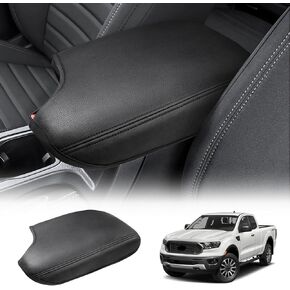 Center Console Cover Fits Ford Ranger 2019 2020 2021 2022 2023 Armrest Box Protective Cover Center Console Middle Leather Console Cover Accessories Black Stitches