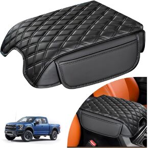 Armrest Cover Compatible 2015-2020 Ford F150, Center Console Cover PU Leather Car Interior Accessories, Comfortable Cover Protector Customized Car Accessories, Anti-Scratch Protector