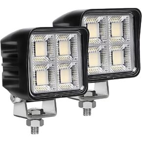 Exzeit 160W Led Light Pods UTV ATV, 16000 LMS Flood Light for Offroad, Led Work Lights for Trucks Tractors, Flood Work Lights for Heavy Equipment, Ariculture, Construction, Foresty, 12V/24V，Square