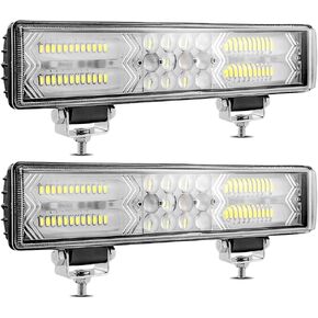 2Pcs x 12 Inch Led Bar Pod Light with 4D Lens, Spot&Flood Combo Beam, 180W 60,000LM LED Work Light Fog Light Driving Lights Boat Waterproof Lighting Off Road Headlight Lights for Car