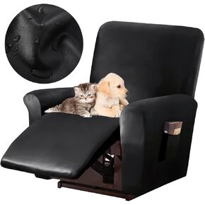 Leather Like Recliner Chair Covers for Reclining Chair 4 Pieces Recliner Covers That Stay in Place Waterproof Stretch Slipcovers for Recliners,White,1 seat