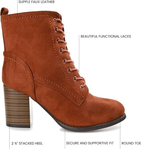 Journee Womens Baylor Lace Up Stacked Heel Booties in Saudi Arabia