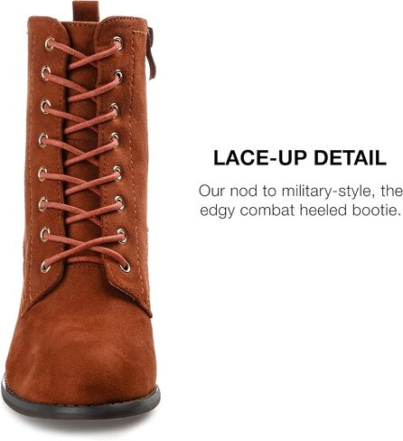 Journee Womens Baylor Lace Up Stacked Heel Booties in Saudi Arabia