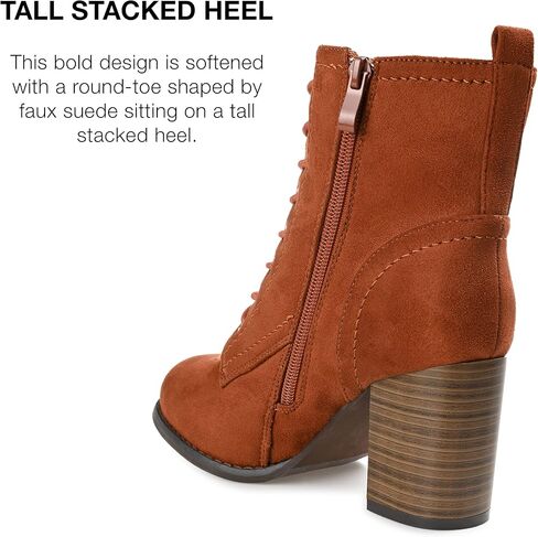 Journee Womens Baylor Lace Up Stacked Heel Booties in Saudi Arabia