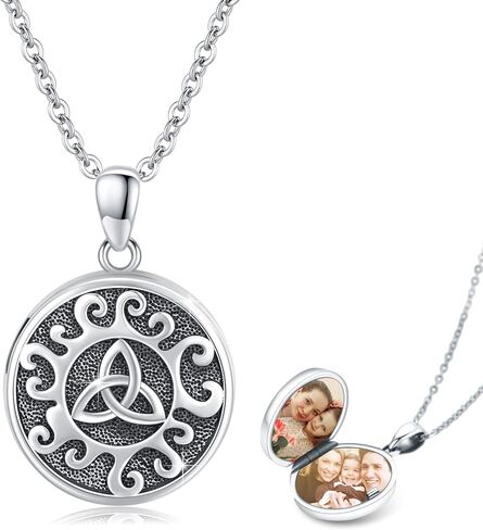 قلادة مدلاة سلتيكية من CUOKA MIRACLE تحمل صور S925 من الفضة الاسترليني العتيقة المؤكسدة للحظ السعيد الأيرلندي على شكل مثلث للنساء والرجال والأسرة in Kuwait