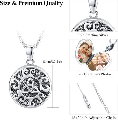 قلادة مدلاة سلتيكية من CUOKA MIRACLE تحمل صور S925 من الفضة الاسترليني العتيقة المؤكسدة للحظ السعيد الأيرلندي على شكل مثلث للنساء والرجال والأسرة in Kuwait