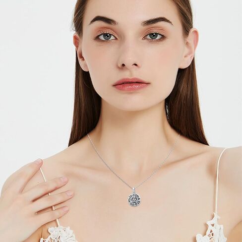 قلادة مدلاة سلتيكية من CUOKA MIRACLE تحمل صور S925 من الفضة الاسترليني العتيقة المؤكسدة للحظ السعيد الأيرلندي على شكل مثلث للنساء والرجال والأسرة in Kuwait