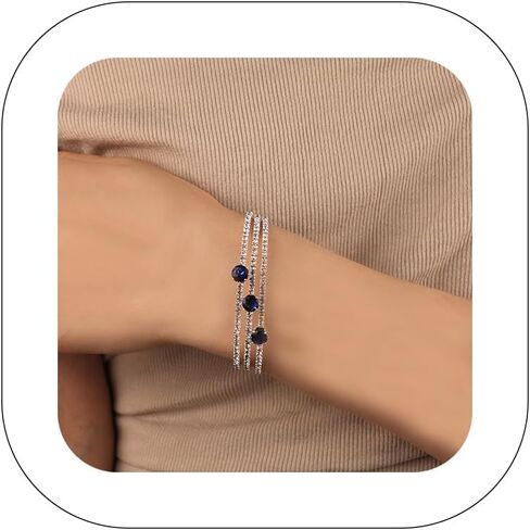 Sparkling Rhinestone Layered Cuff Bracelet 3 Rows Crystal Bangl Strands Wrap Bracelet Bridal Wedding Prom Party Accessories for Women Girls in Saudi Arabia
