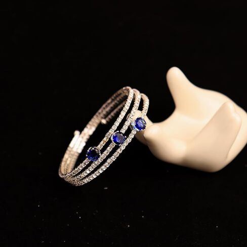 Sparkling Rhinestone Layered Cuff Bracelet 3 Rows Crystal Bangl Strands Wrap Bracelet Bridal Wedding Prom Party Accessories for Women Girls in Saudi Arabia