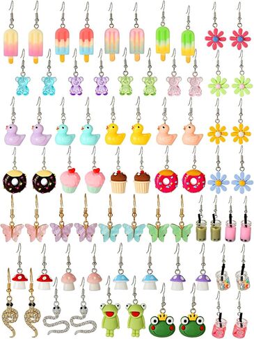 36 Pairs Cute Weird Fun Earrings for Teen Girls Unique Funky Cool Dangle Earrings Set for Wome in Kuwait