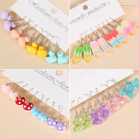 36 Pairs Cute Weird Fun Earrings for Teen Girls Unique Funky Cool Dangle Earrings Set for Wome in Kuwait