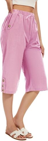 TBA Wide Leg Straight Capri Pants for Women Drawstring Elastic High Waist Joggers Pants Casual Cropped Trousers with Pockets in Saudi Arabia