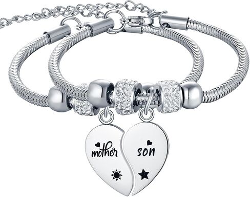 Yonhon Mother Son Necklace for 2,Mother Son Matching Bracelet Set for 2 in Kuwait