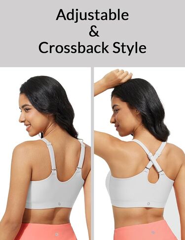BALEAF Women's Swim Bra High Neck Bikini Tops Adjustable Bathing Suit Tops Sports Bra Removable Padded in Saudi Arabia