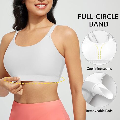 BALEAF Women's Swim Bra High Neck Bikini Tops Adjustable Bathing Suit Tops Sports Bra Removable Padded in Saudi Arabia