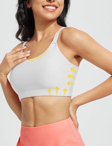 BALEAF Women's Swim Bra High Neck Bikini Tops Adjustable Bathing Suit Tops Sports Bra Removable Padded in Saudi Arabia