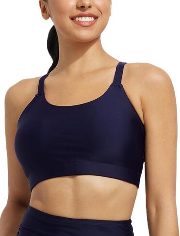 BALEAF Women's Swim Bra High Neck Bikini Tops Adjustable Bathing Suit Tops Sports Bra Removable Padded in Saudi Arabia