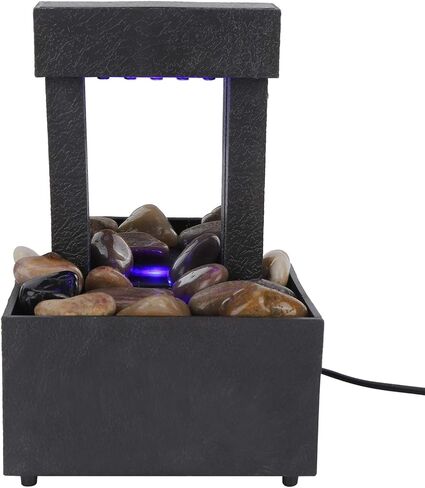نافورة منضدية مع أضواء LED، نافورة سطح مكتب شلال مضاءة ديكور داخلي USB أو نوافير مياه للاسترخاء تعمل بالبطارية بالحجارة للمنزل والمكتب وغرفة المعيشة وغرفة النوم in Saudi Arabia