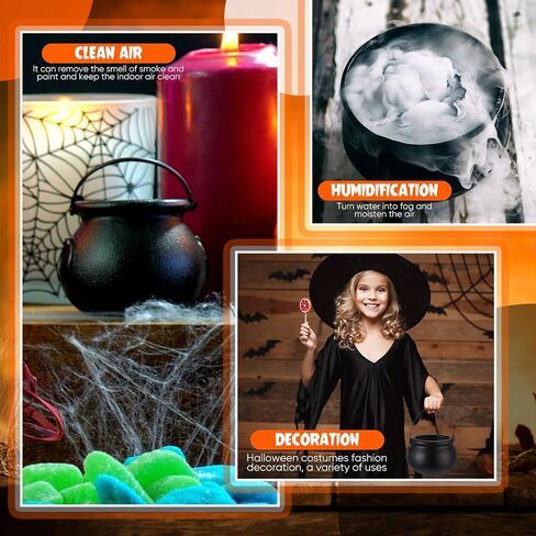 Shappy Halloween Witch Cauldron 8" Black Cauldron with Mist Maker Fogger and Cover 12 LED Light Color Change Pond Fogger Misting Cauldron Halloween Decor Fog Machine for Holiday Party(Black) in Saudi Arabia