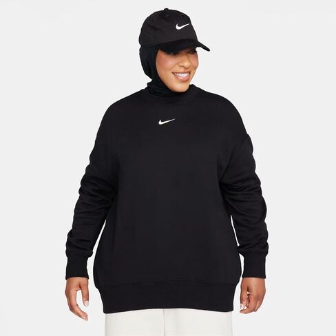 سويت شيرت نسائي من NIKE NSW Phoenix Fleece OS CREW للسيدات ذو حجم كبير بياقة دائرية DQ5733-010، مقاس L in Saudi Arabia