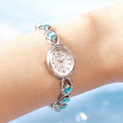 MASTOP Luxury Vintage Colorful Crystal Oval Watch Fashion Ladies Small Dial Dress Quartz Wrist Watch Waterproof Watch Fashion Bangle with Stainless Steel Band in Kuwait