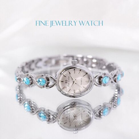 MASTOP Luxury Vintage Colorful Crystal Oval Watch Fashion Ladies Small Dial Dress Quartz Wrist Watch Waterproof Watch Fashion Bangle with Stainless Steel Band in Kuwait