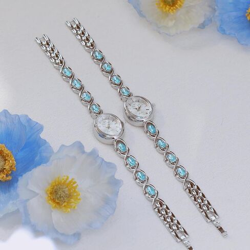 MASTOP Luxury Vintage Colorful Crystal Oval Watch Fashion Ladies Small Dial Dress Quartz Wrist Watch Waterproof Watch Fashion Bangle with Stainless Steel Band in Kuwait