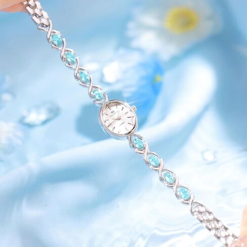 MASTOP Luxury Vintage Colorful Crystal Oval Watch Fashion Ladies Small Dial Dress Quartz Wrist Watch Waterproof Watch Fashion Bangle with Stainless Steel Band in Kuwait