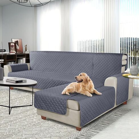 KinCam 100% Waterproof Sectional Couch Covers, Reversible L Shaped Sofa Covers 3pcs Sofa Slipcovers for Sectional Chaise Slipcover for Pets Kids (XLarge, Dark Gray) in Saudi Arabia
