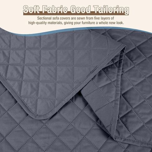 KinCam 100% Waterproof Sectional Couch Covers, Reversible L Shaped Sofa Covers 3pcs Sofa Slipcovers for Sectional Chaise Slipcover for Pets Kids (XLarge, Dark Gray) in Saudi Arabia