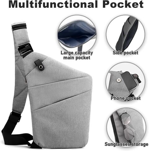 Anti Theft Travel Bag, One Shoulder large Capacity Cross-body Bag Chest Fashion Lightweight Sling Bag for Travel Sports Bag in Saudi Arabia